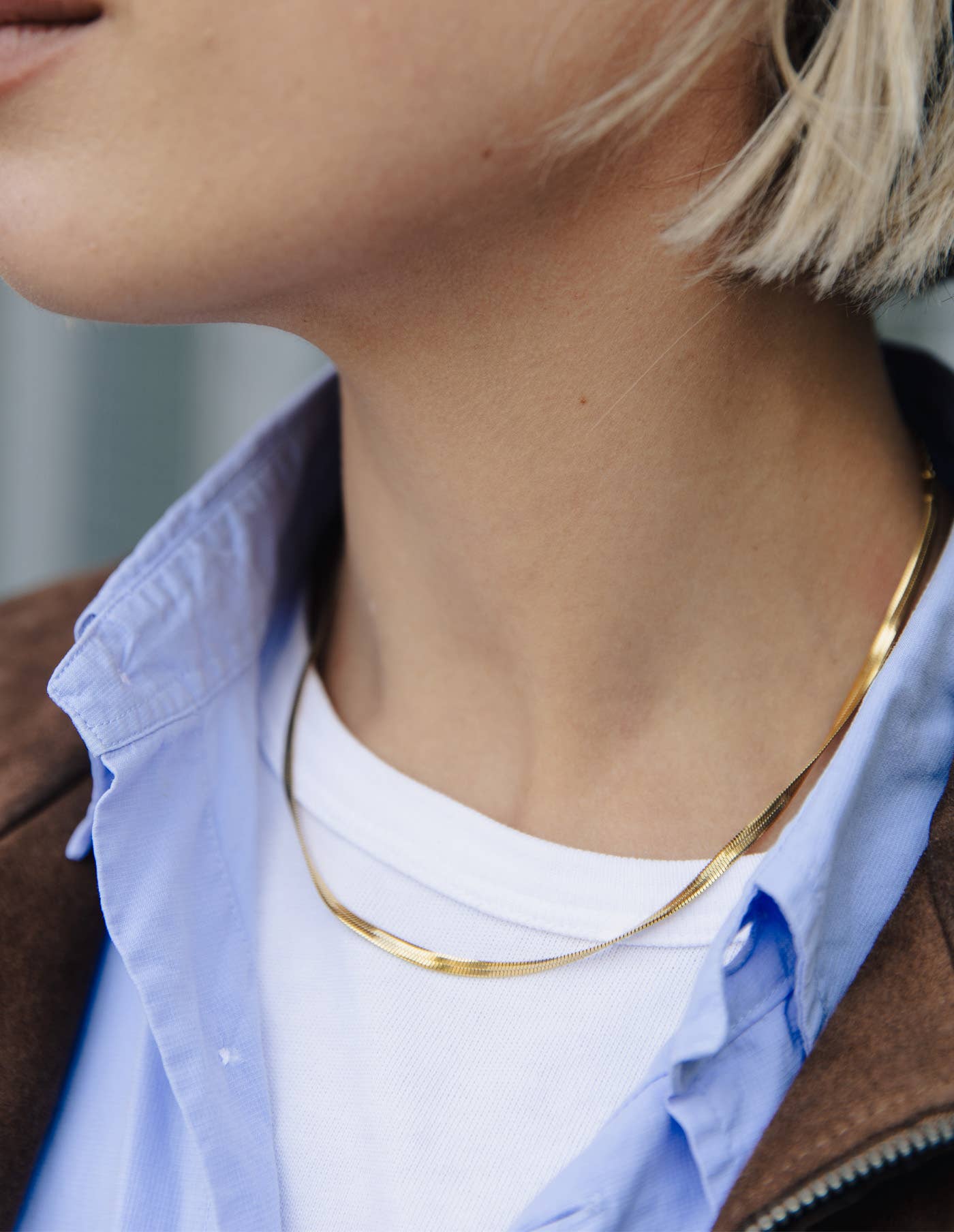 Gold Snake Chain Choker Necklace, Waterproof