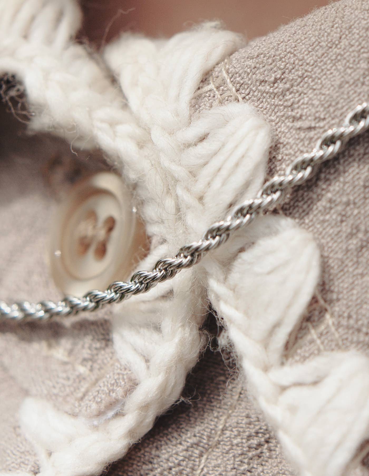 Silver Rope Twist chain Necklace, Waterproof