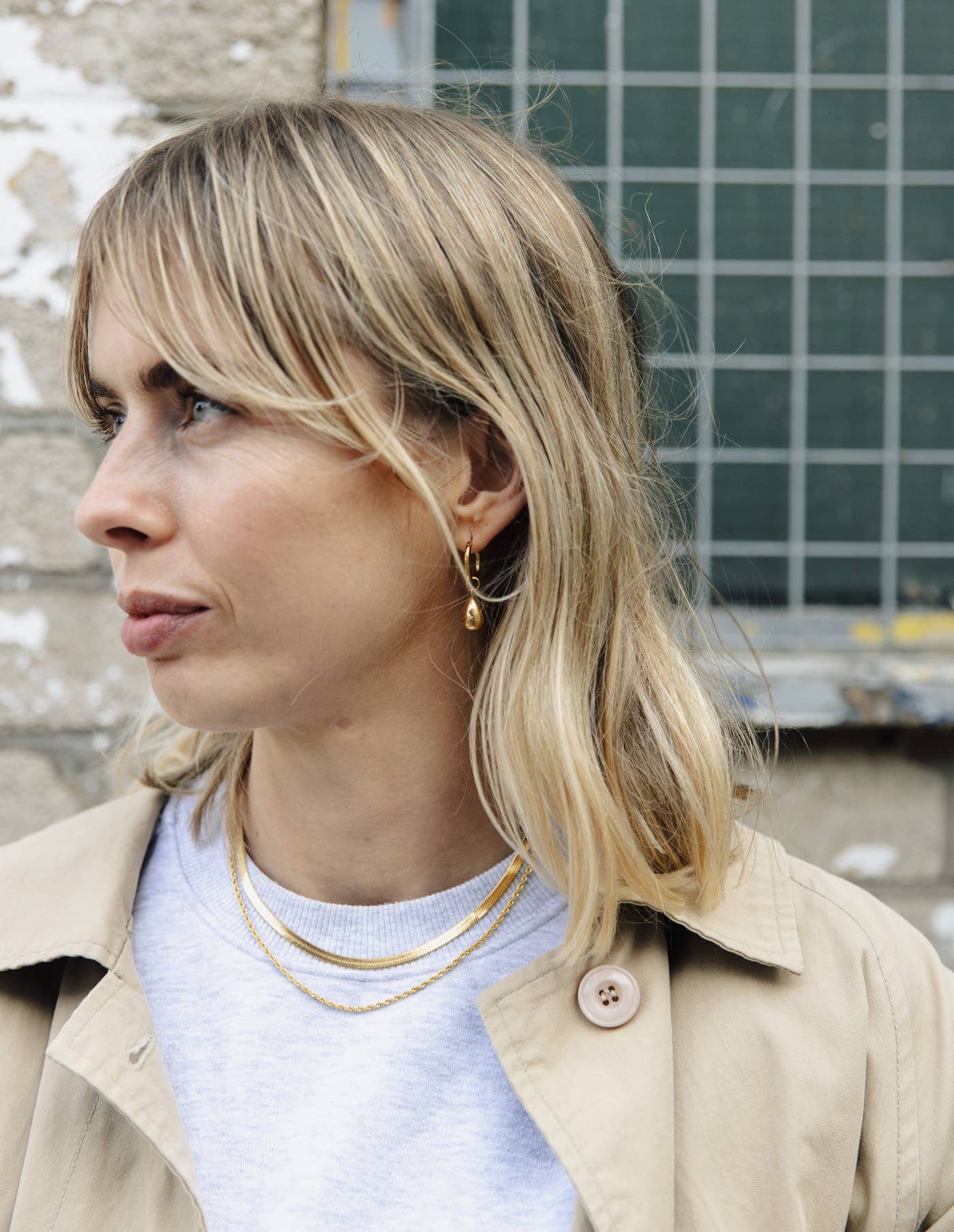 Gold Drop Hoop Earrings