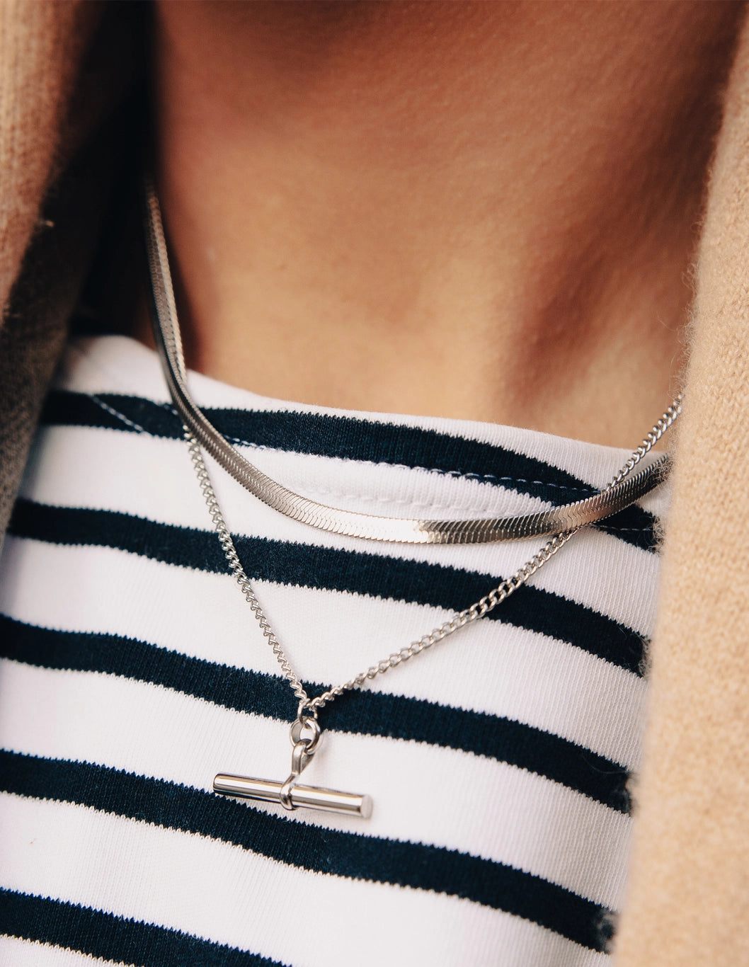 Silver T-Bar Chain Necklace