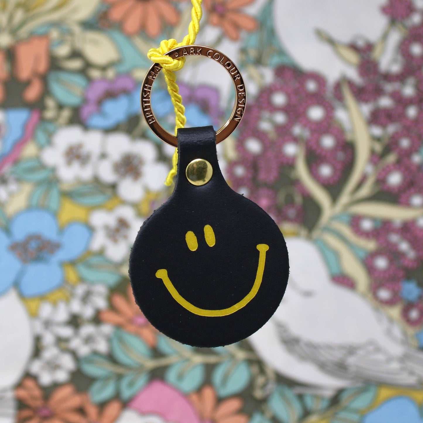 Feeling Lush Smilie Face Key Fob: Yellow