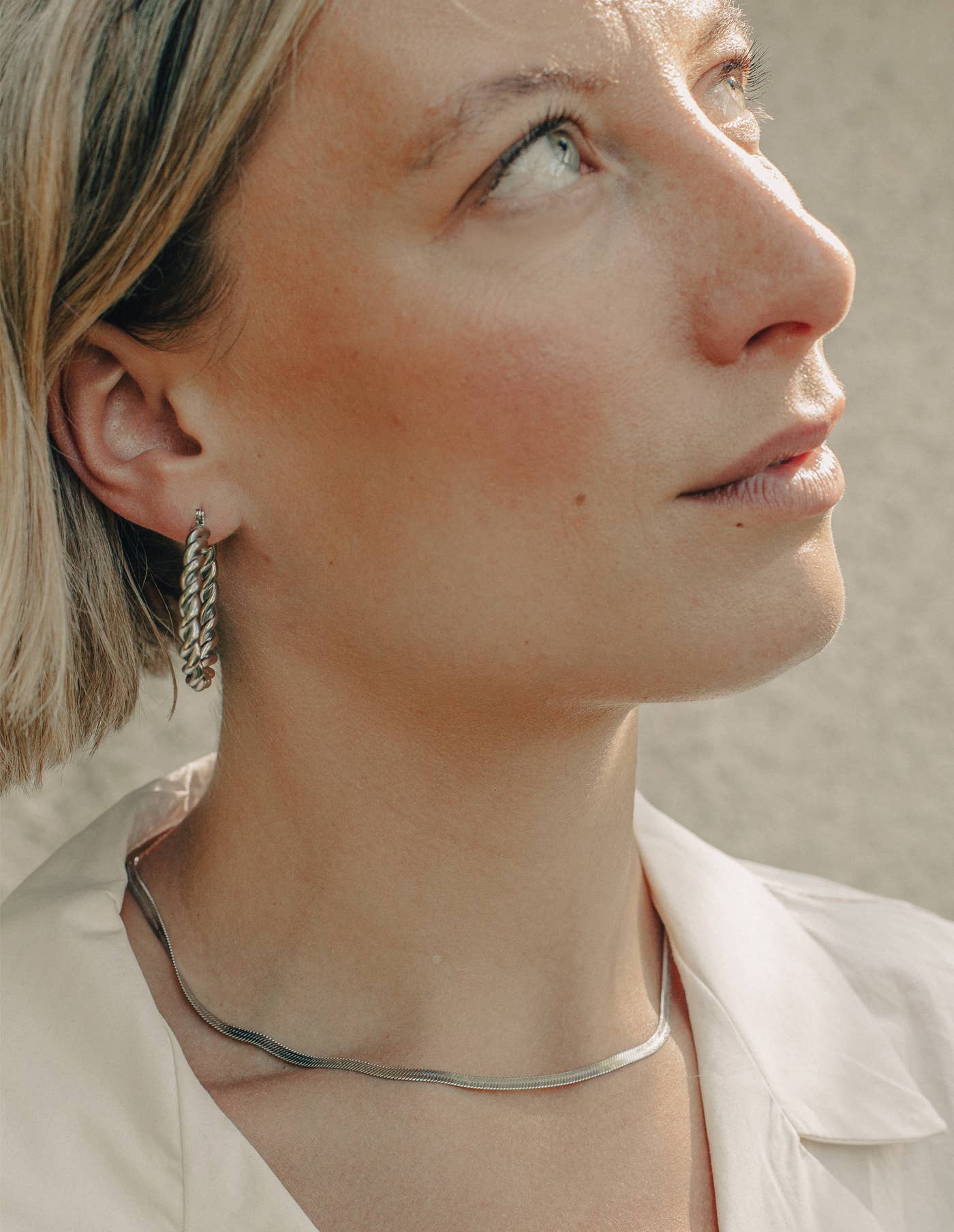 Silver Snake Chain Choker Necklace, Waterproof