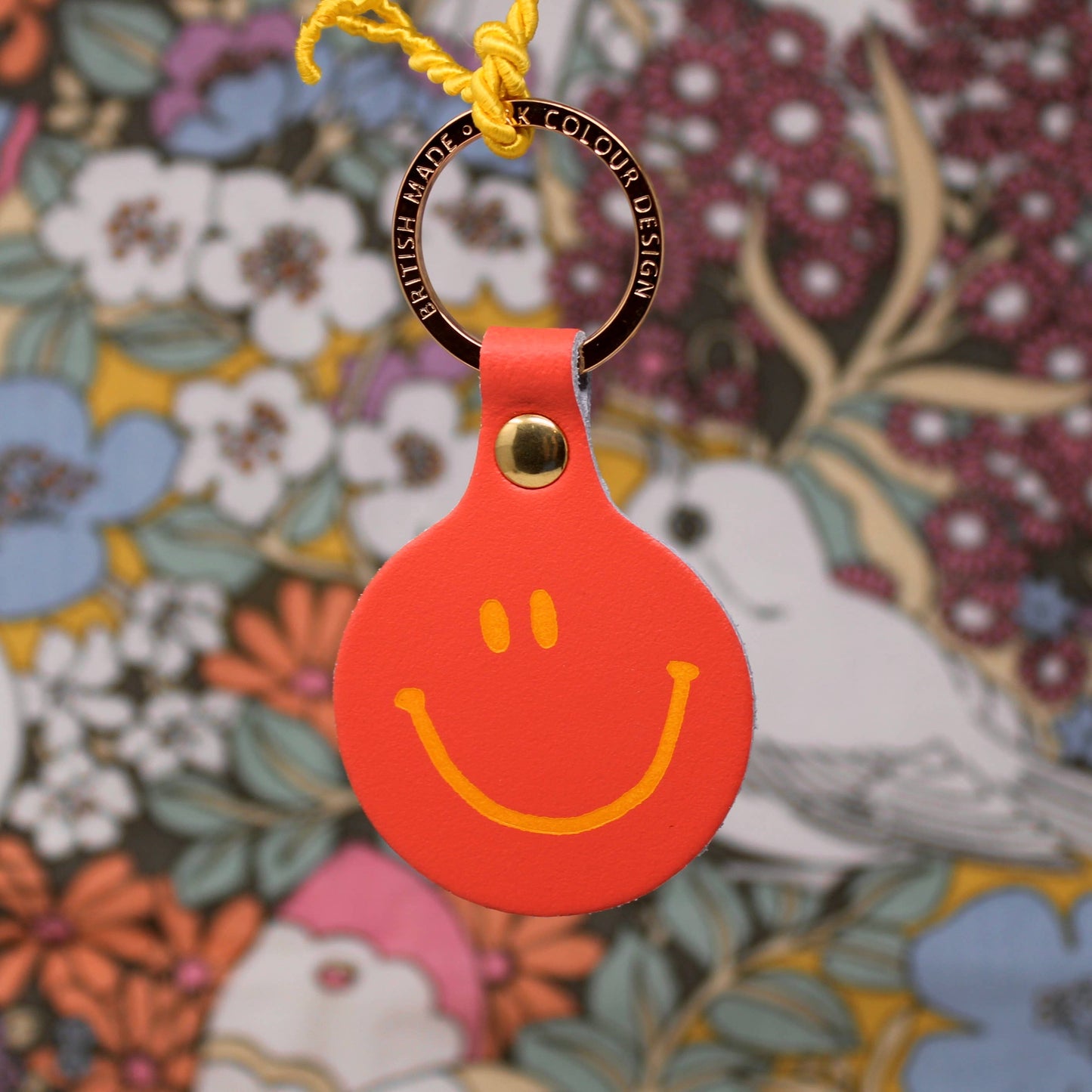 Feeling Lush Smilie Face Key Fob: Yellow