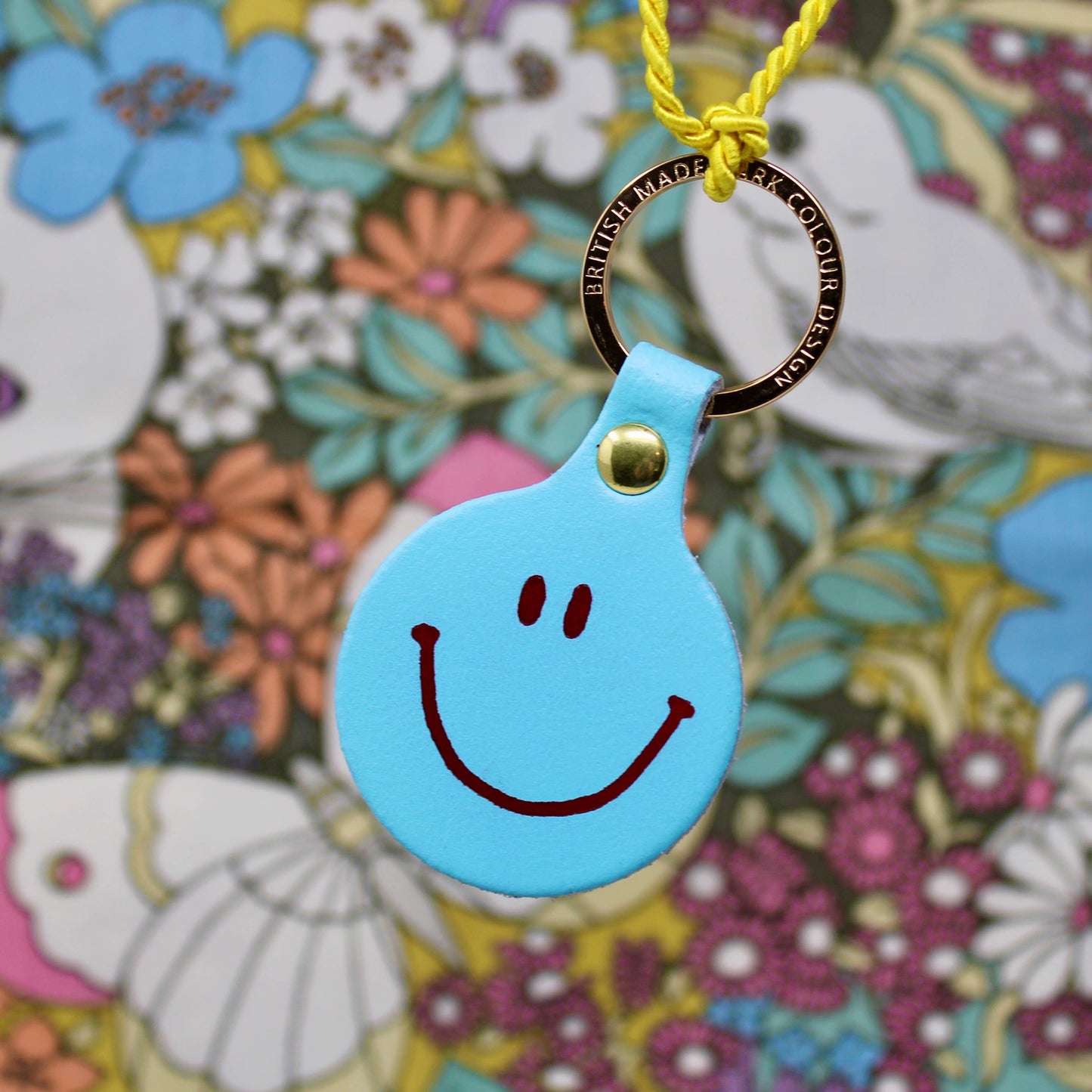 Feeling Lush Smilie Face Key Fob: Yellow