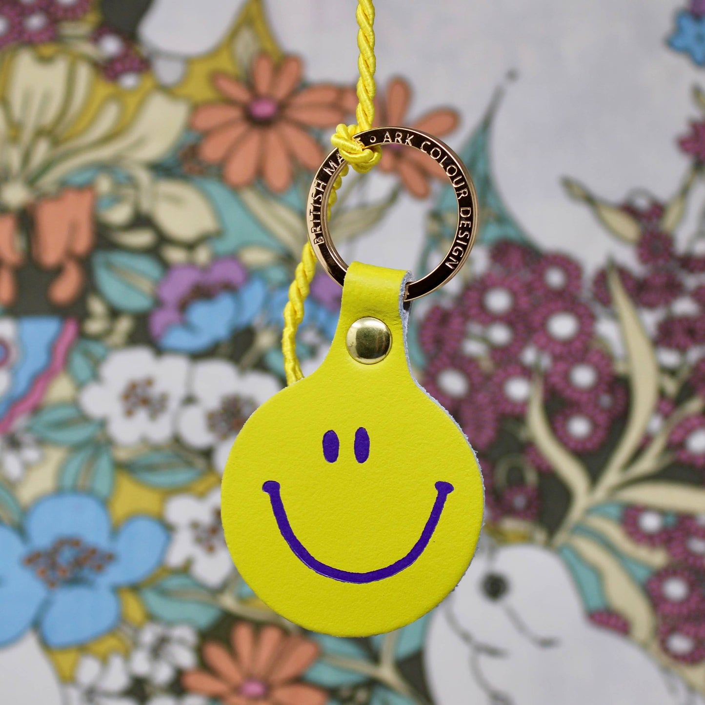 Feeling Lush Smilie Face Key Fob: Yellow