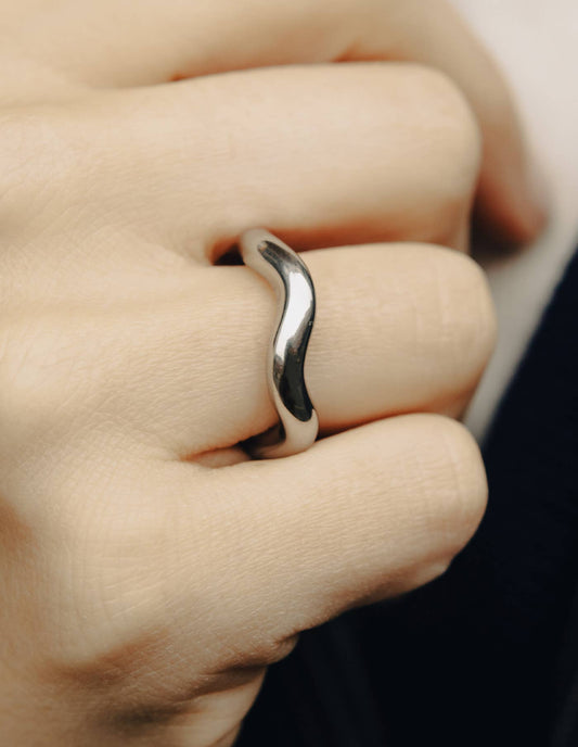 Silver Irregular Band Ring, Waterproof: Small