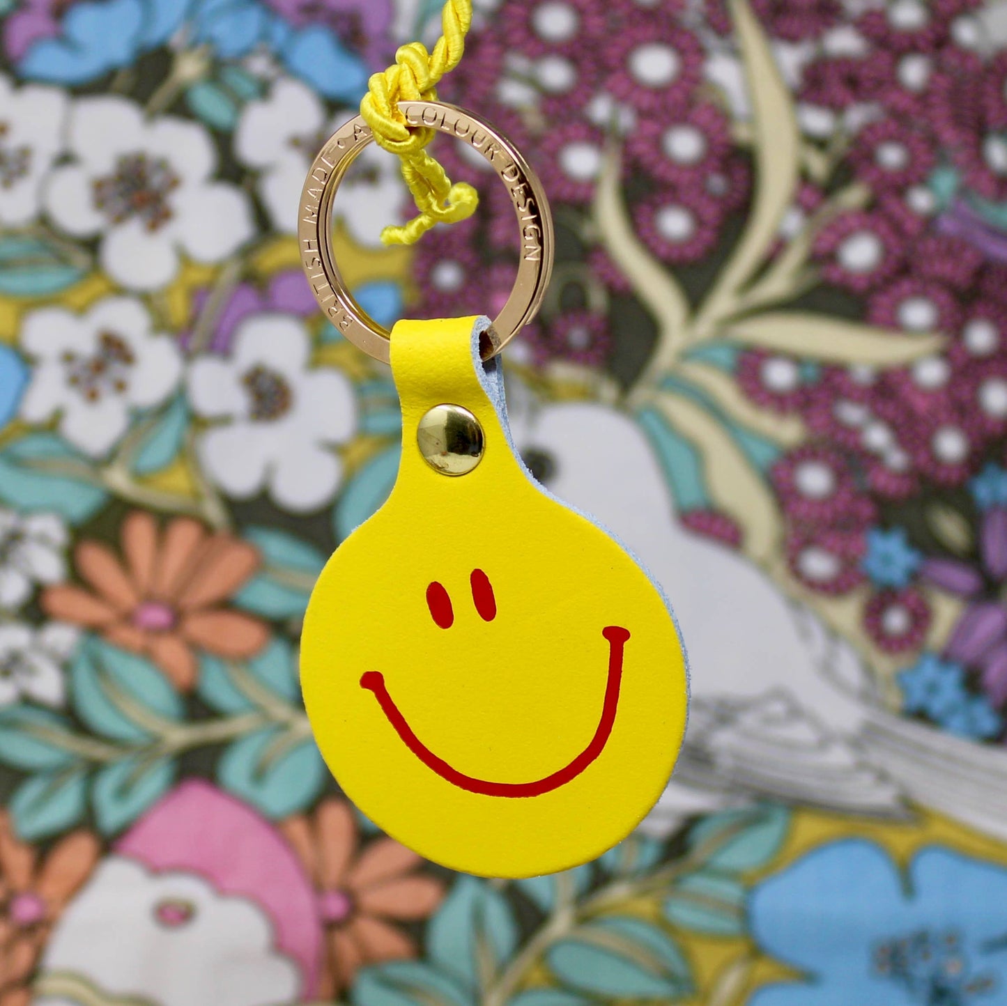 Feeling Lush Smilie Face Key Fob: Yellow
