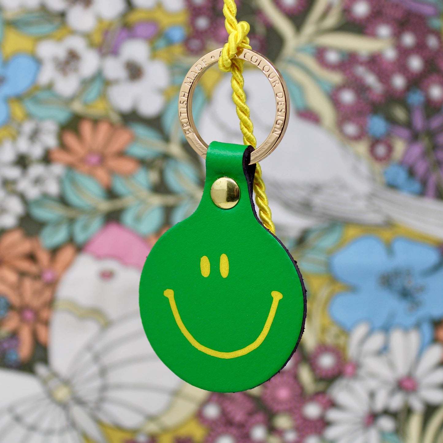 Feeling Lush Smilie Face Key Fob: Yellow