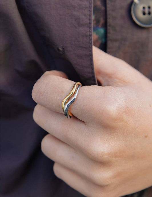 Gold and Silver Entwined Ring, Waterproof: Small