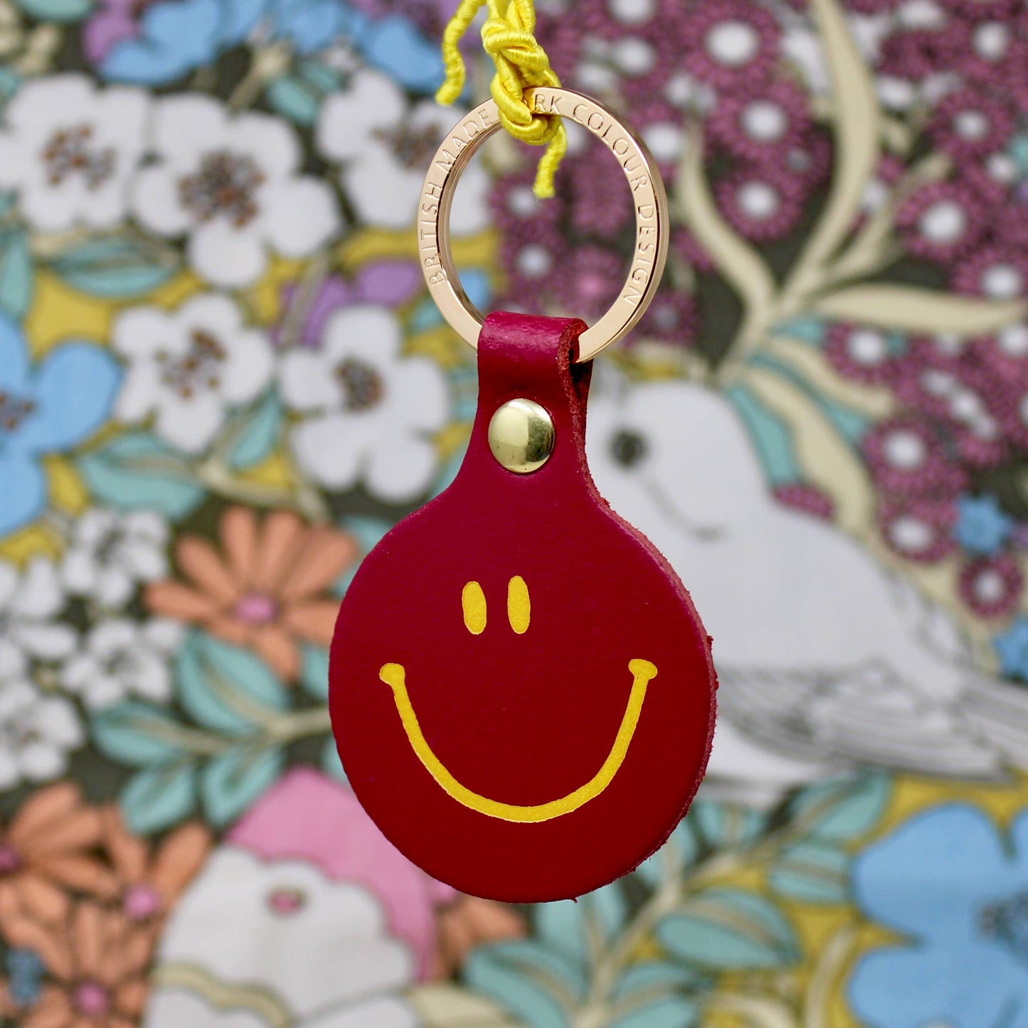 Feeling Lush Smilie Face Key Fob: Yellow