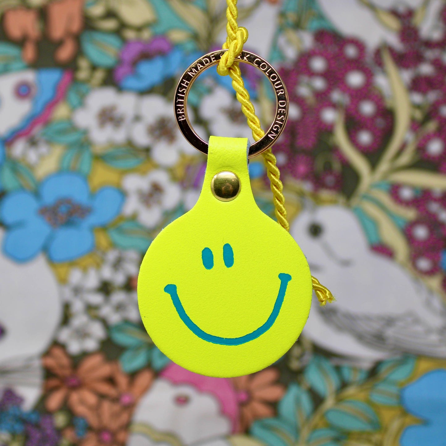 Feeling Lush Smilie Face Key Fob: Yellow