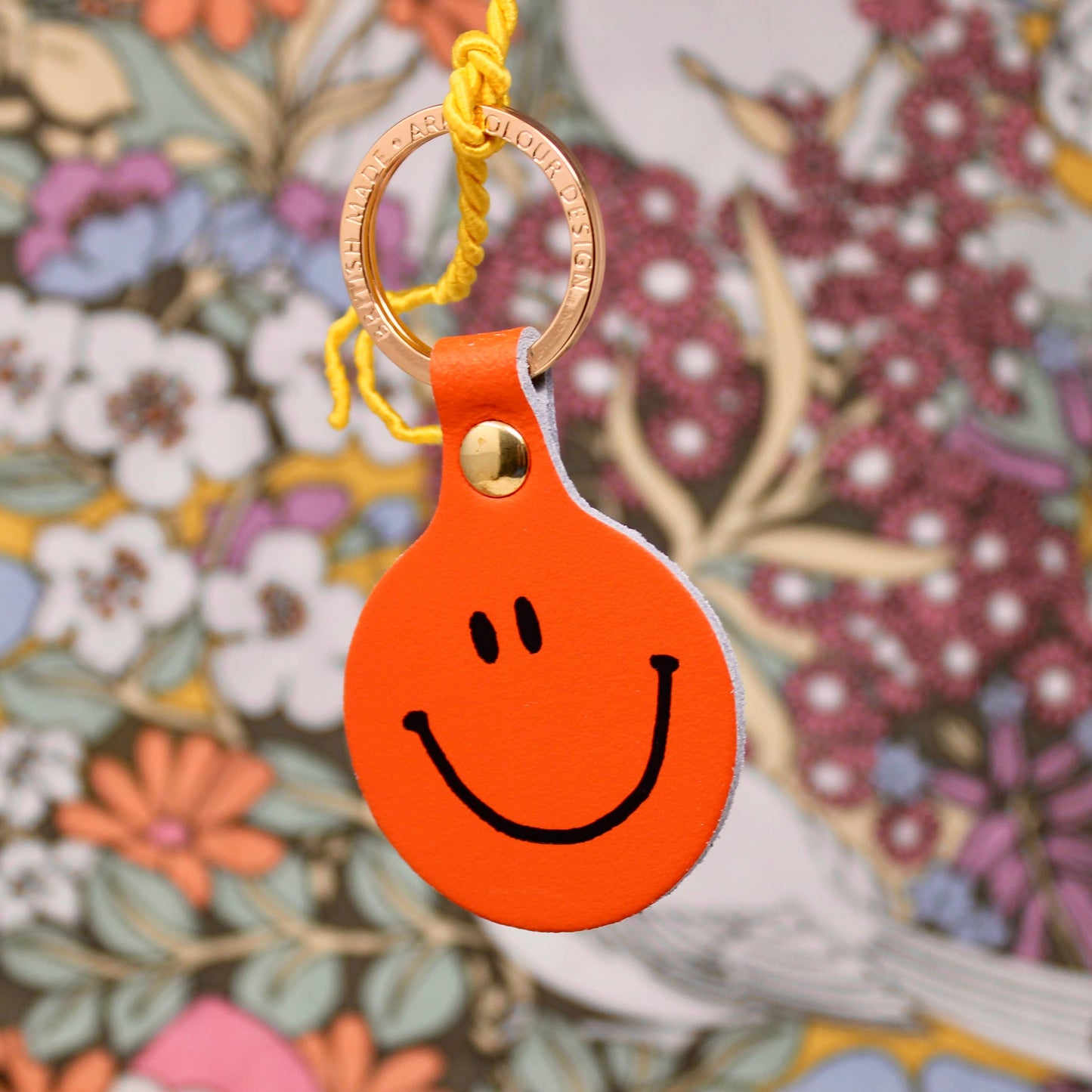 Feeling Lush Smilie Face Key Fob: Yellow