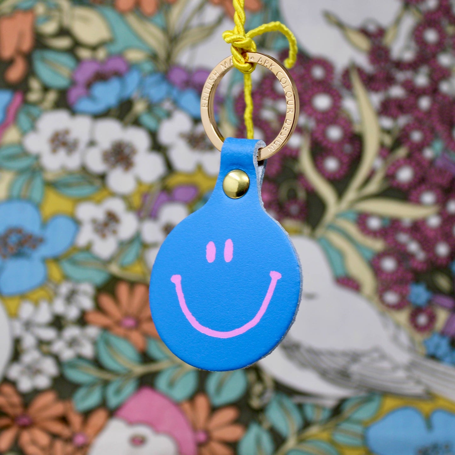 Feeling Lush Smilie Face Key Fob: Yellow
