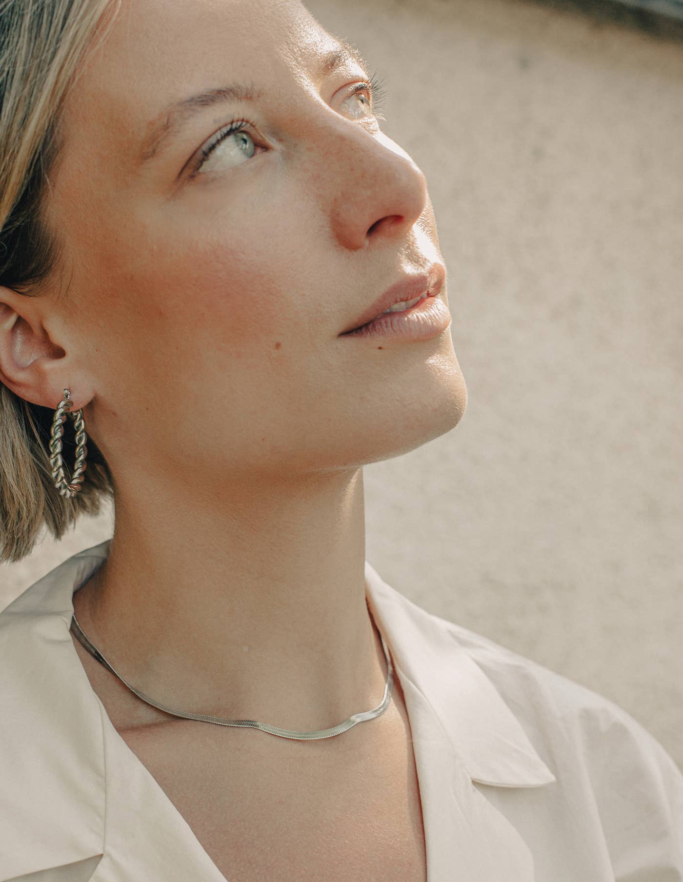 Silver Snake Chain Choker Necklace, Waterproof